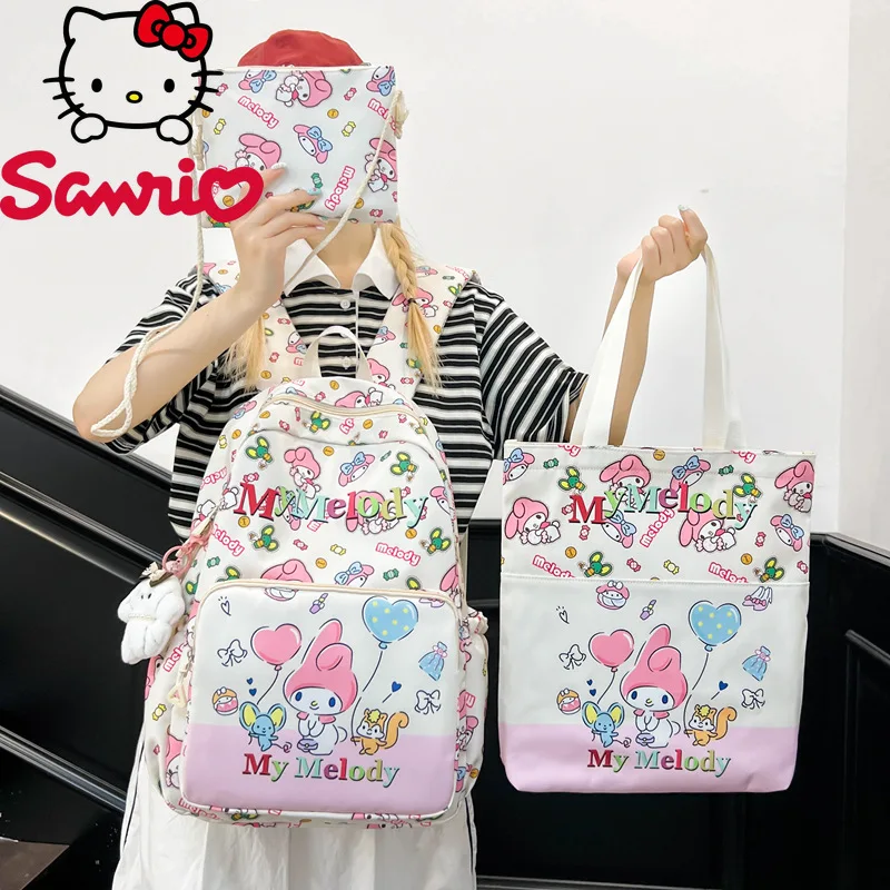 

Sanrio Hello Kitty Cinnamoroll Melody Backpack Student School Bag Large Capacity Casual Outdoor Oblique Span Shoulder Bag Purse