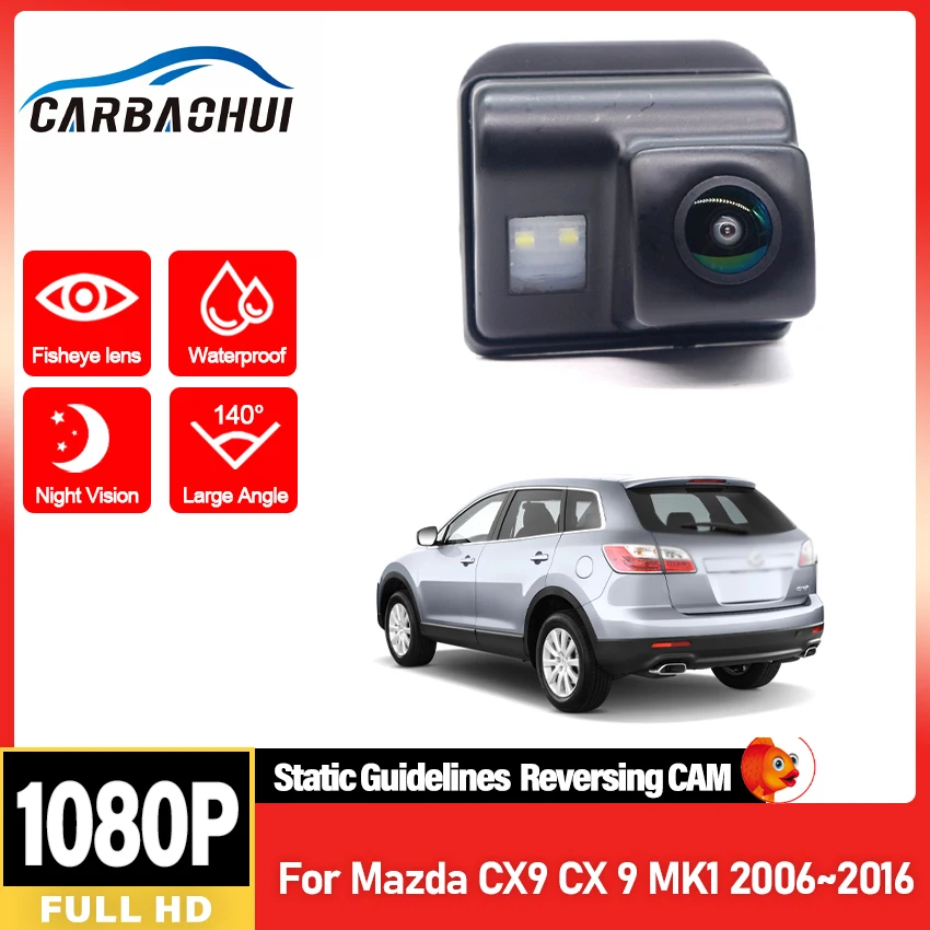 140 Degree 1080x720P Full HD CCD Night Vision License Plate light Unit Rear View Camera For Mazda CX9 CX 9 MK1 2006~2016 Car