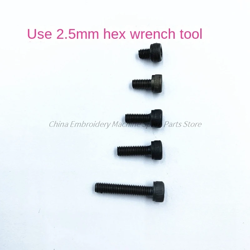 10PCS Black Screws Hexagon Screws 2.5 Wrench Computer Embroidery Machine Accessories