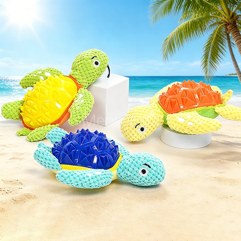 

Durable TPR Turtle Dog Chew Toy Self Pleasure Grinding Teeth Squeaky Interactive Toy for Medium Large Dogs Juguete Para Perros