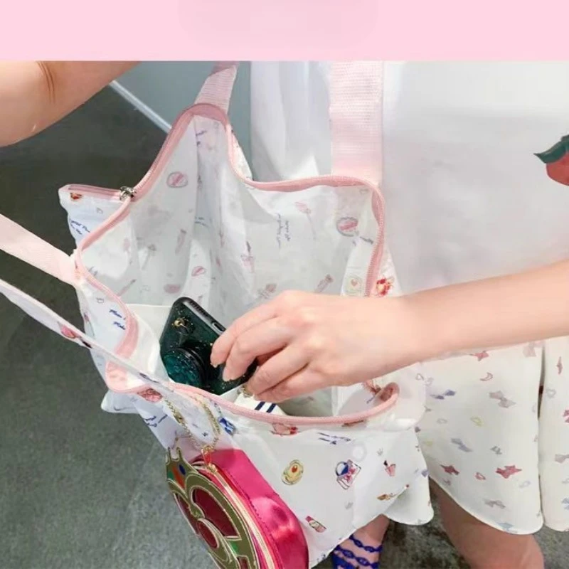 New Sailor Moon Cute Multipurpose Folding Transformed Tote Bag Cosmic Heart Shiny Coin Purse Versatile Shopping Bag Cute Gift view 4