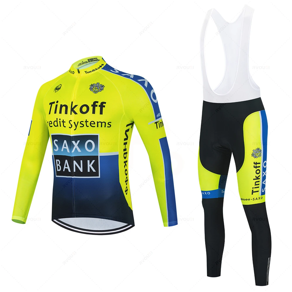 Autumn Tinkoff Cycling Jersey Set Long Sleeve Mountain Bike Clothes Wear Maillot Ropa Ciclismo Racing Bicycle Cycling Clothing