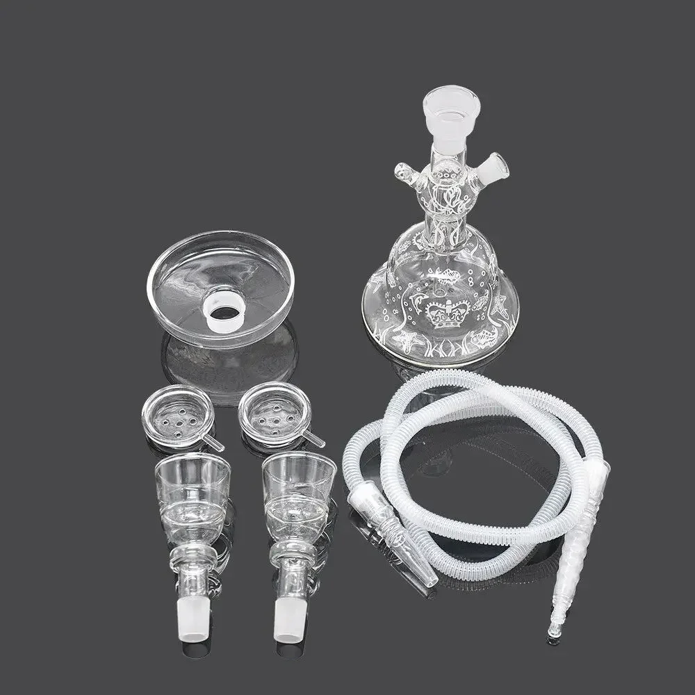 1 X Glass Bottle Hookah Shisha Nargile Chicha Water Pipe Silicone Hose With Foam Box Hookah Accessories hookah set Men gift