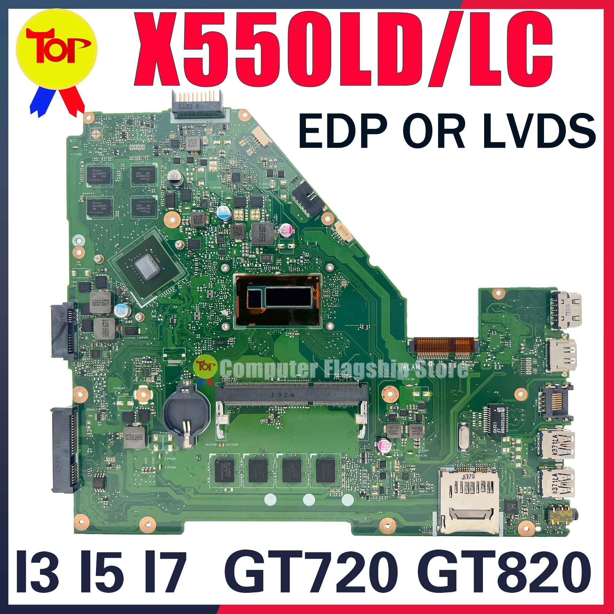 Placa-mãe do portátil para ASUS, X550LD, X550LD, A550L, K550L, X550L, 4G-RAM, I3, I5, I7, GÊNERO 4TH, GT720, GT820, TESTE