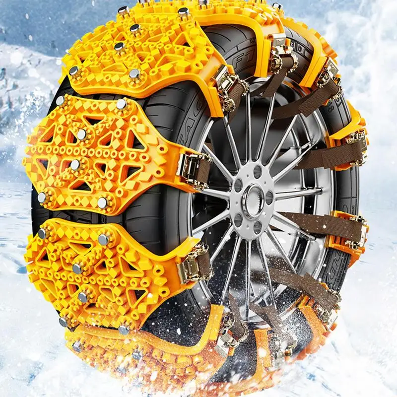 8pcs/set Car Anti-skid Snow Chain Winter Auto Tire Traction Chain Thickening Portable Steel Plate Gear Design Anti Skid Chains