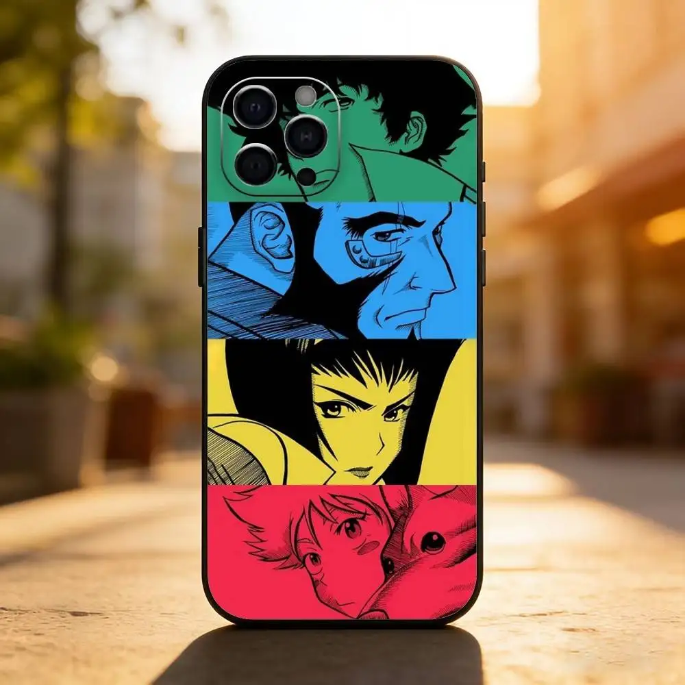 La custodia per telefono Showa Anime Cowboy Bebop per iPhone 17,16,15,14,13,12,11 Plus,Pro,Max,XS Cover morbida in silicone nero