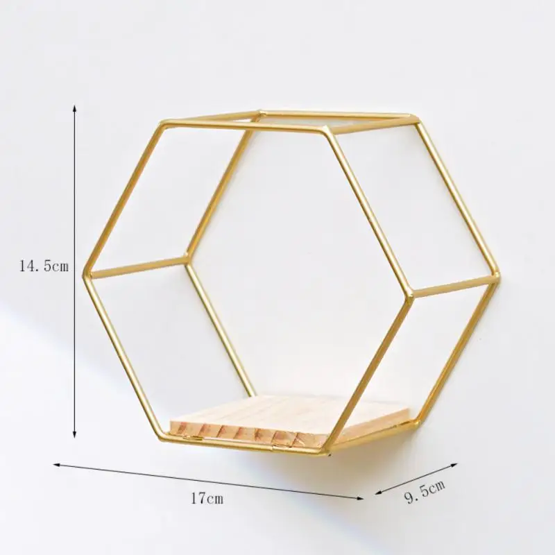 Floating Shelf For Wall Decorative Hexagonal Grid Decoration Wall Wall Shelf Decoration Living Room Storage Organizer Iron Stand