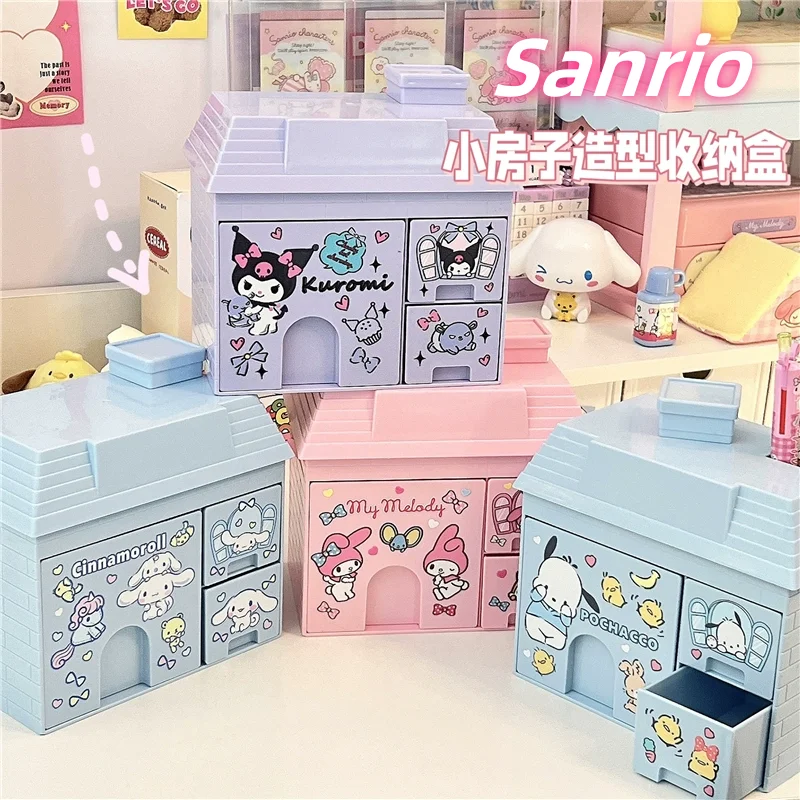 sanrio hello kitty girl house style desktop jewelry box my melody culomi pen holder drawer storage cabinet box toy gift korea