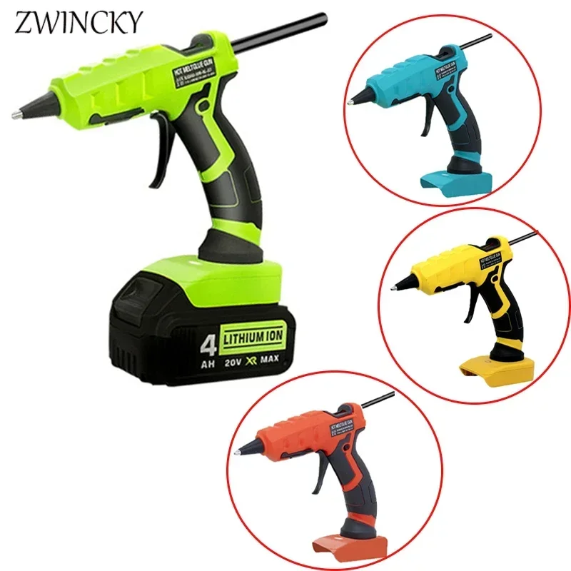 ZWINCKY Hot Melt Glue Gun For Makita/DEWALT/BlackDecker/Milwaukee/Bosch 18V Battery Glue Sticks Electric Repair DIY Power Tool