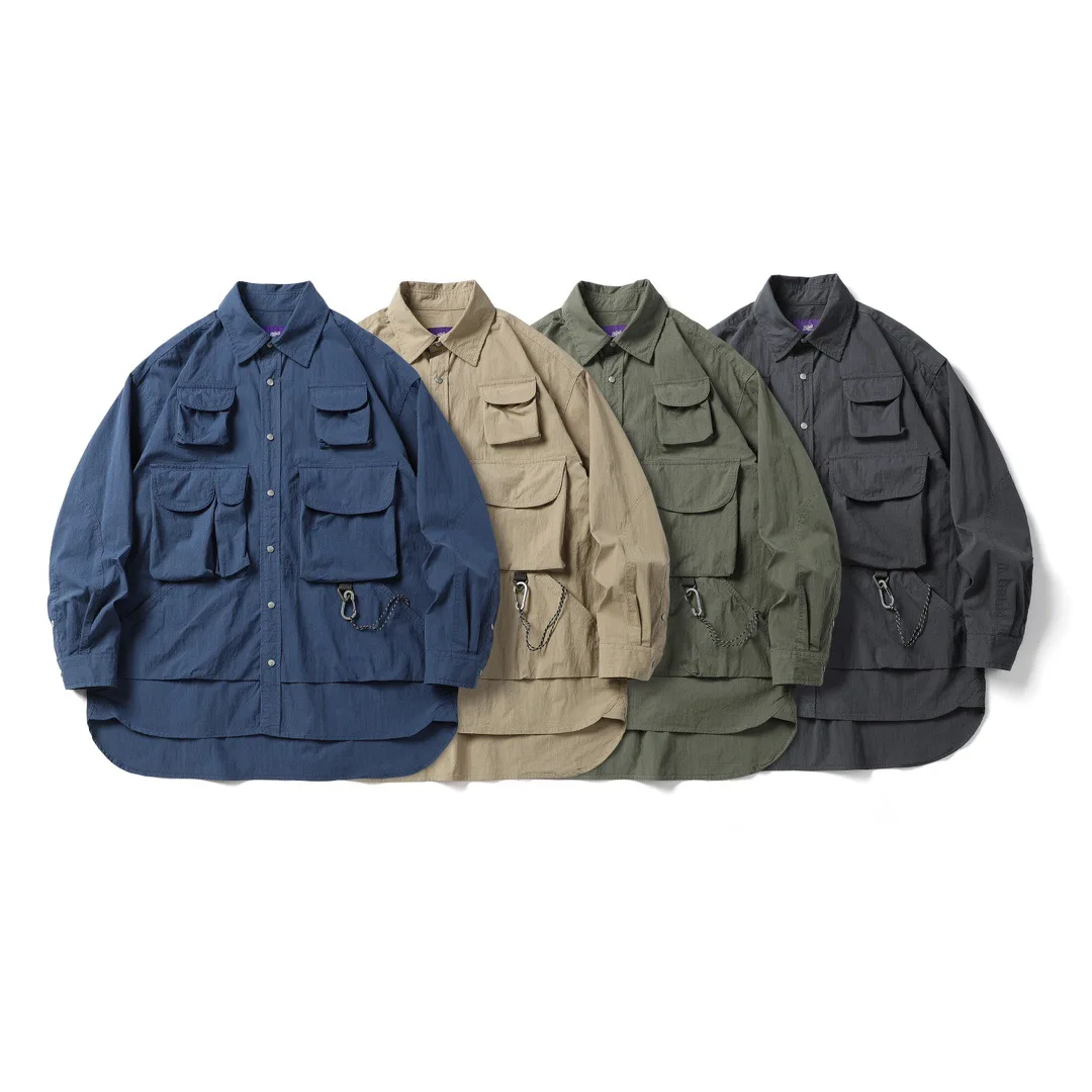 

Heavy Du Outdoor Men's Long Sve Work irt Loose Fit American Sle Trendy Cotton Retro Sle Pure Color ket Design