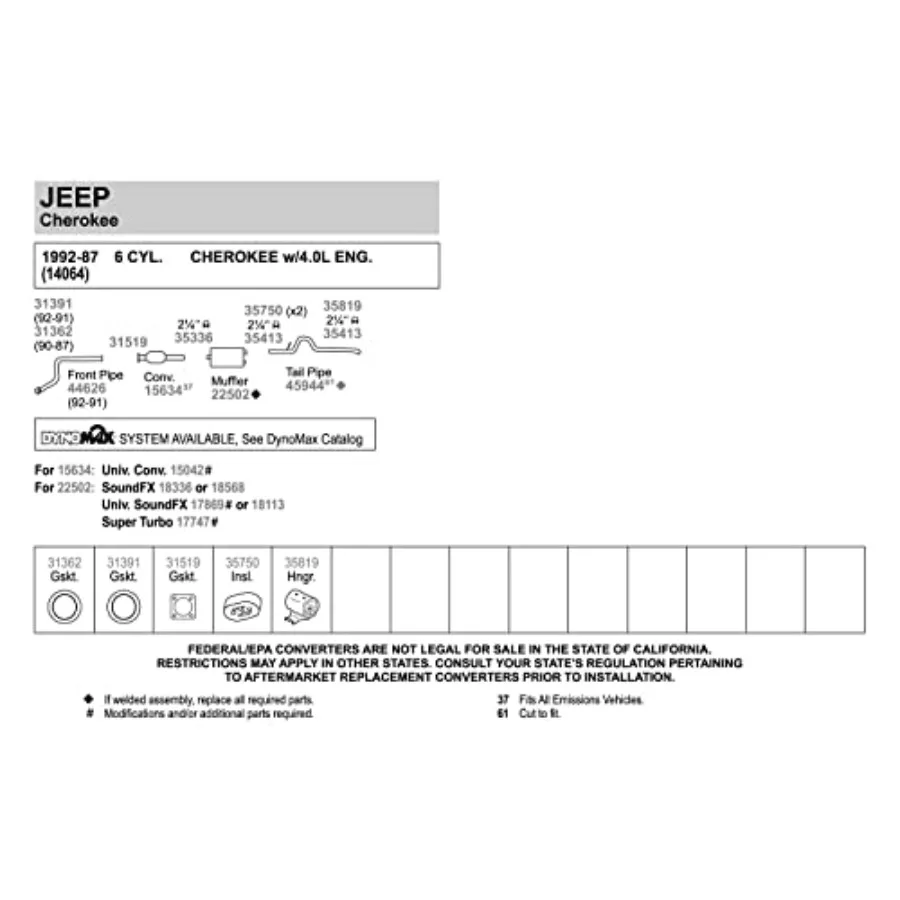 Direct Fit uitlaatdemper met 2,25 inlaat-ID en 2,25 uitlaat (ID) Ontworpen voor verbeterde prestaties en diepe bas