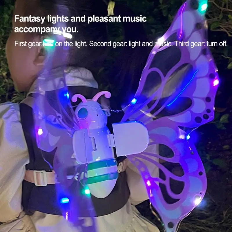 Girls Electric Butterfly Elf Wings LED Lights Glowing Shiny Princess Fairy Wings Halloween Birthday Wedding Christmas Dress Up