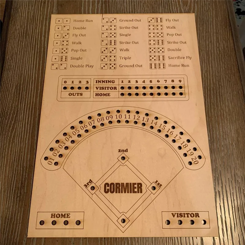 AS96-Baseball Dice Board Game Wooden Dice And Board Game Interactive Double Table Game Fun Sports