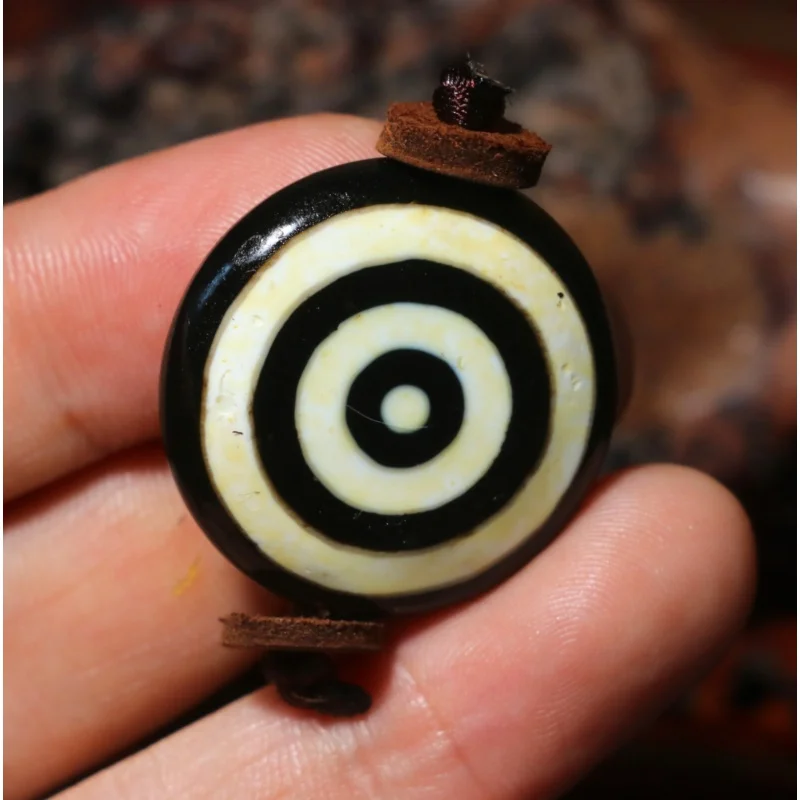 

Energy Tibetan Old Agate Oily Patina Goat Heaven Eye dZi Bead Pendant Amulet $$$