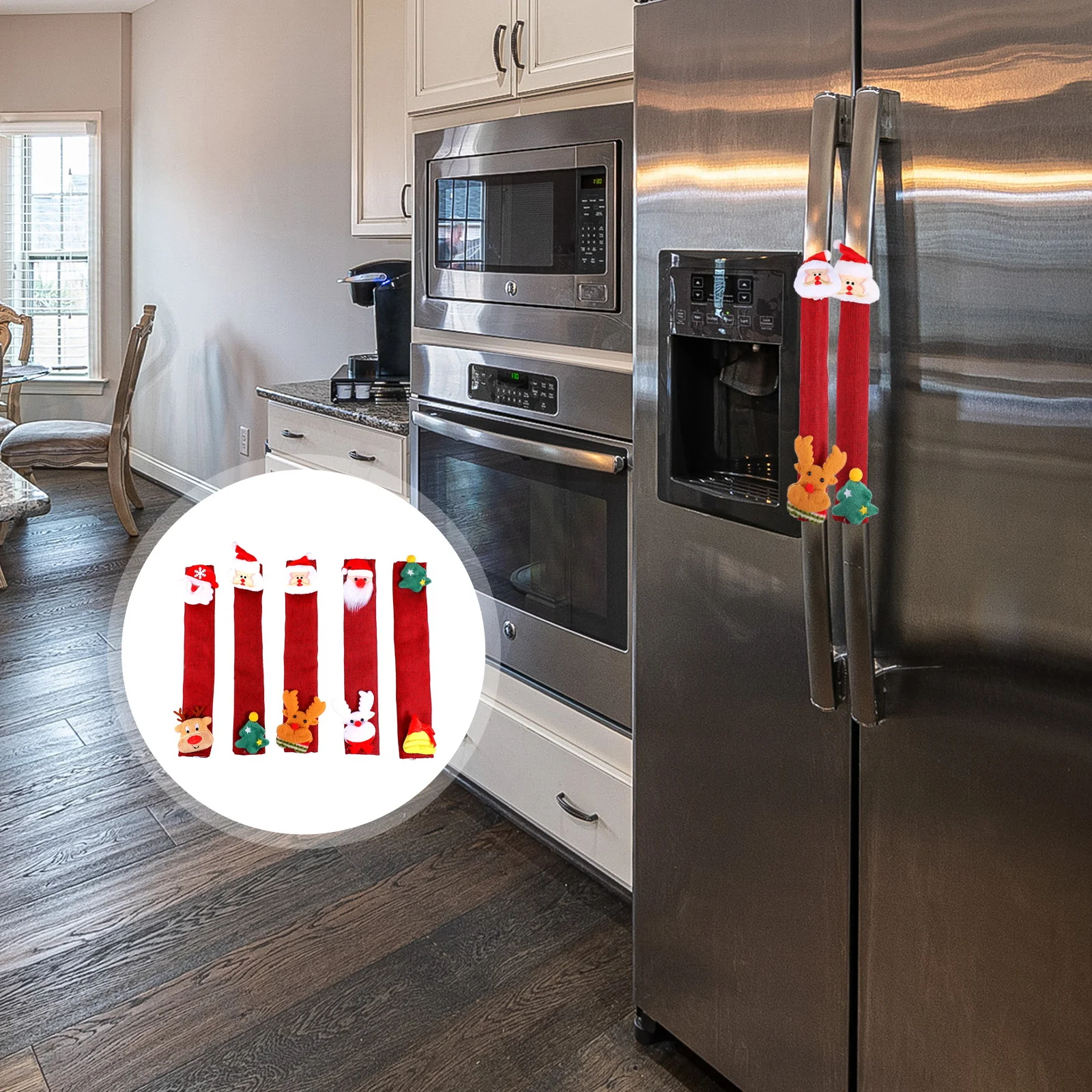 

5Pcs Fridge Handle Protectors Christmas Refrigerator Handle Covers for Microwave Oven Dishwasher Handles Decorative Kitchen