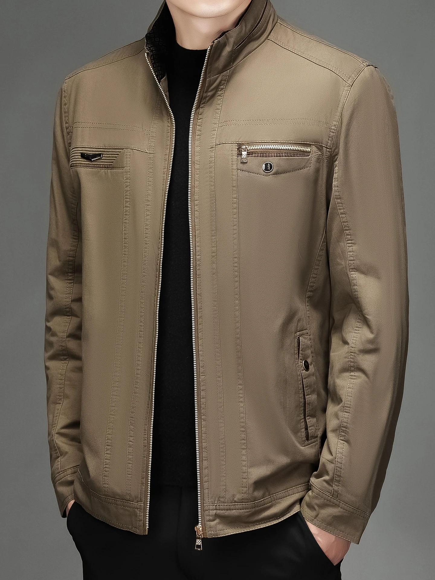 

Thiened Pure Cotton Jaet for Middle-Aged And ly Men Winter Warm Casual Faion Ci Sle Zipper Closure Long Sve...