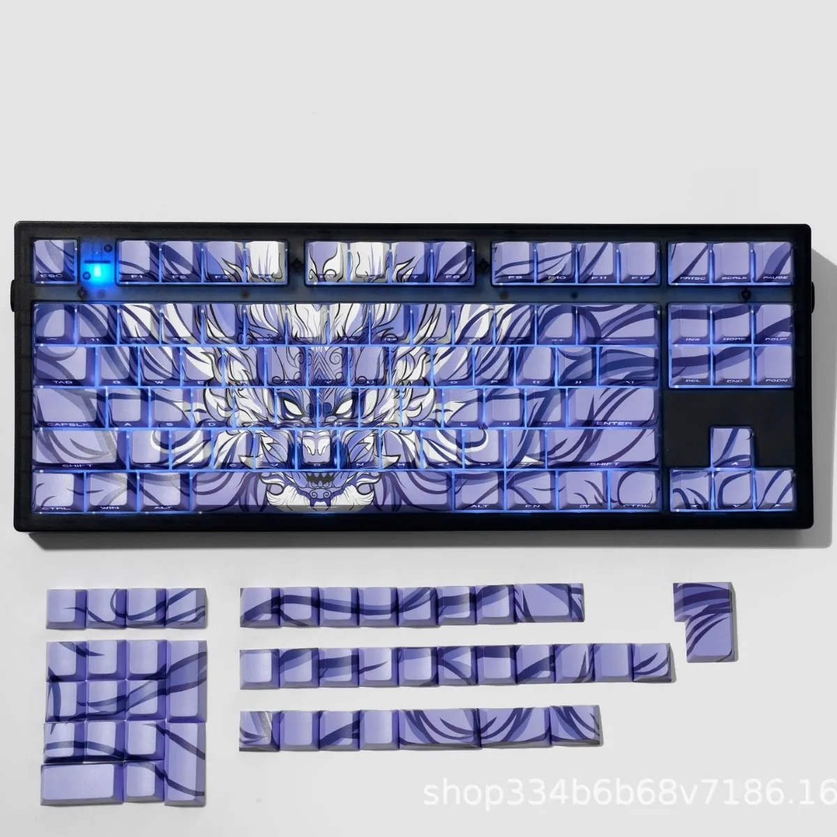 Orlong Theme Keycaps Set PBT Dye-sub Side Carving Colored Custom Keyboard Caps Cherry Profile Key Caps for Mechanical Keyboard