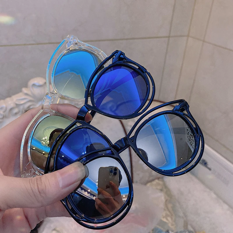 Kids Cartoon Sunglasses Colorful Reflective Mirror Boys Girls Kids Baby Classic Retro Cute Sun Glasses Boys Round Eyewear UV400