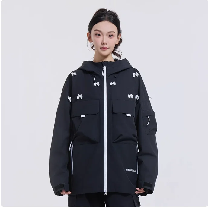 HIGH EXPERIENCE Ski Clothes Women\'s Single Board Double Board Cute Sweet Windproof Waterproof Ski Clothes Jacket Wear resistant