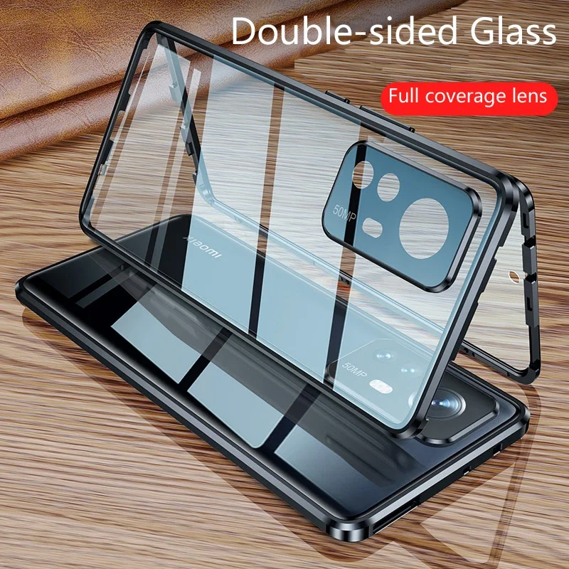 360 Full Protection Metal Magnetic Double Sided Glass Case For Xiaomi Mi 14 12s Ultra 11x 13t Pro 13 Lite Lens Cover Cases Funda