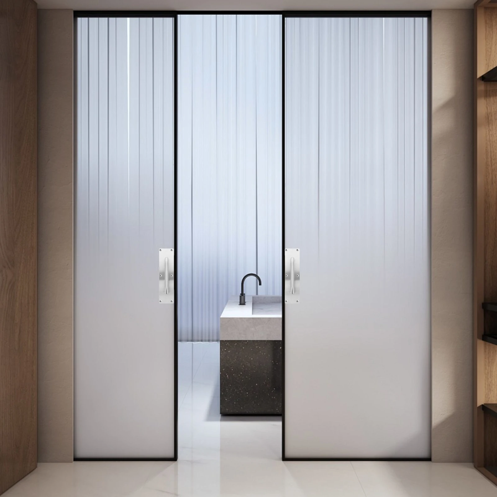 

2pcs Push Pull Door H Cabinet Large Barn Steel Stainless Sliding Shower Double Sided Long H Hardware