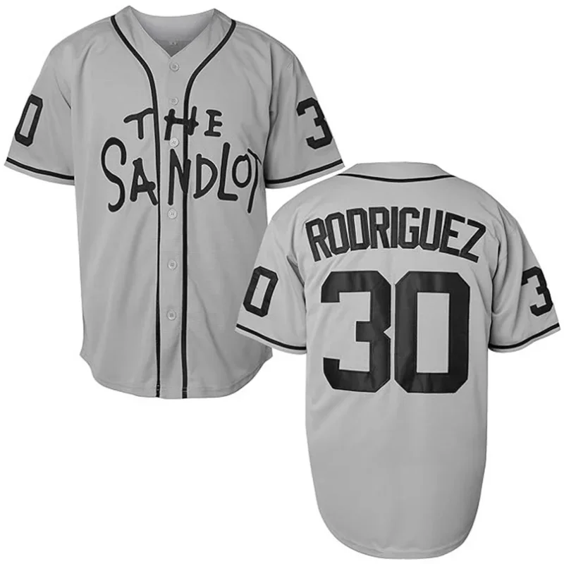 Movie The Sandlot Legends Benny Rodriguez #30 YEAH-YEAH #11 Baseball Jersey Mens Loose Shirt LOGO Sewing Embroidery