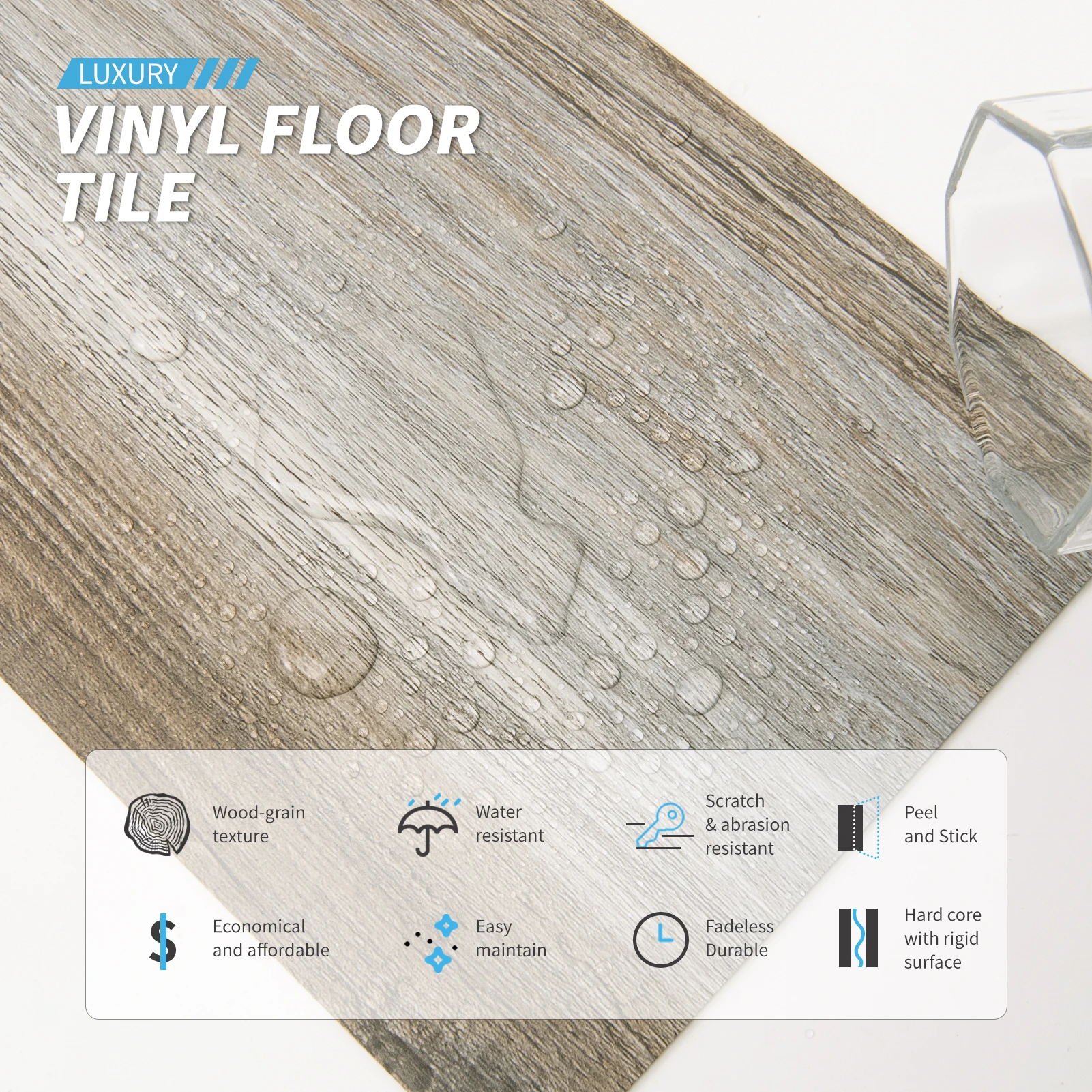 Art3d 36-Pack Peel and Stick Luxury Vinyl Flooring Tiles, 54 Sq. Ft Self Adhesive Wood Plank for Kitchen, Bedroom, Bathroom