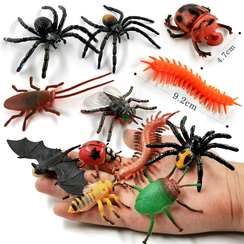 Figuras de acción de animales de granja, 12 piezas, insectos, arañas, mariposas, peces, dinosaurios, perros, gatos, caballos, gran oferta, regalo