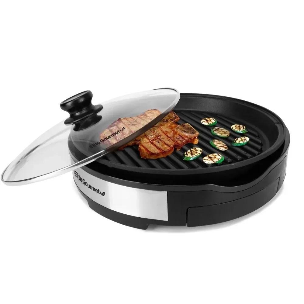 

Smokeless Indoor Electric BBQ Grill with Glass Lid, Dishwasher Safe, Nonstick, Adjustable Temperature, Fast Heat Up, Stainless