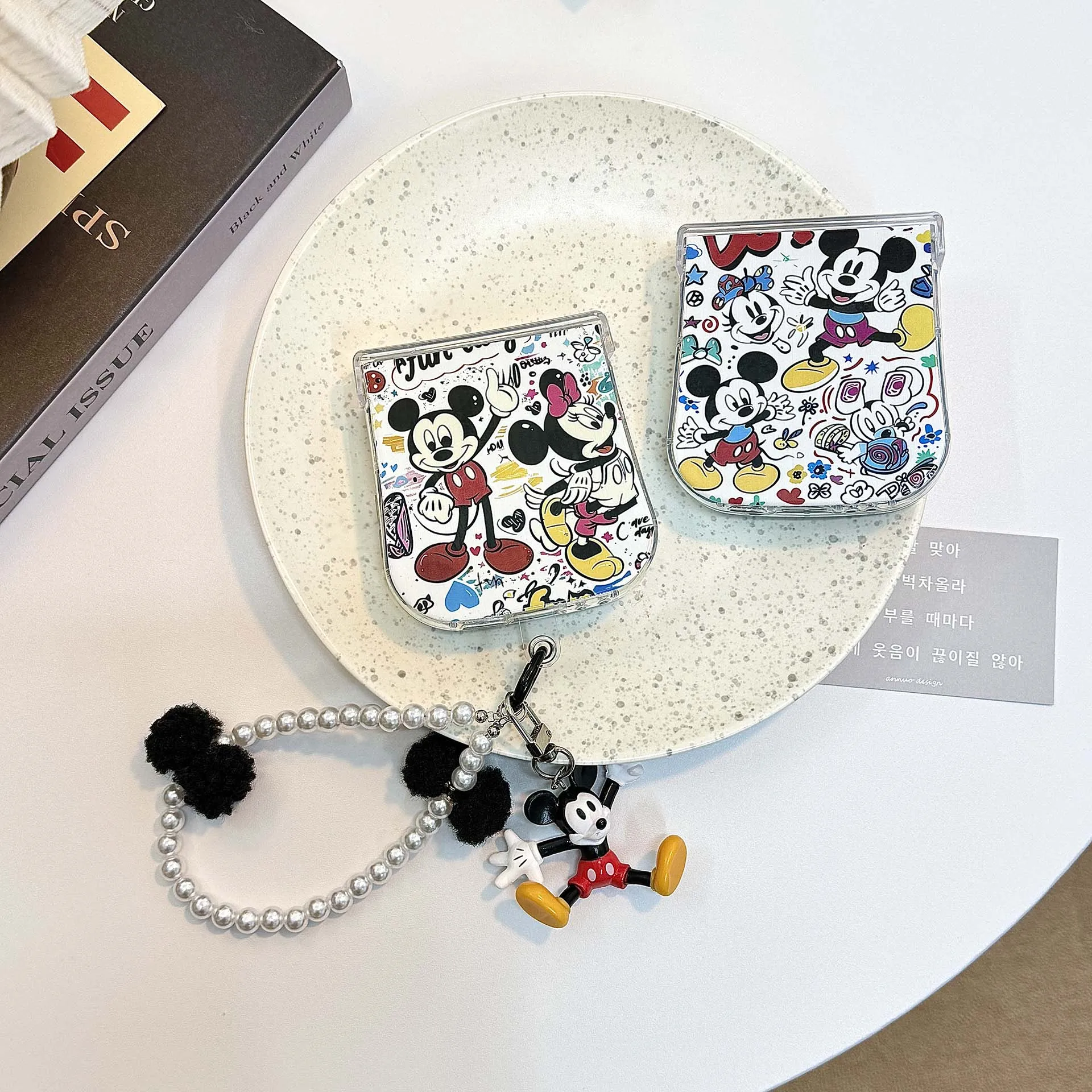 Cartoon Disney Minnie Mickey Mouse Cute Hard Anti-drop Back Cover Funda Samsung Galaxy For Z Flip 4,Z Flip 5,Z Flip 6,Z Flip 3