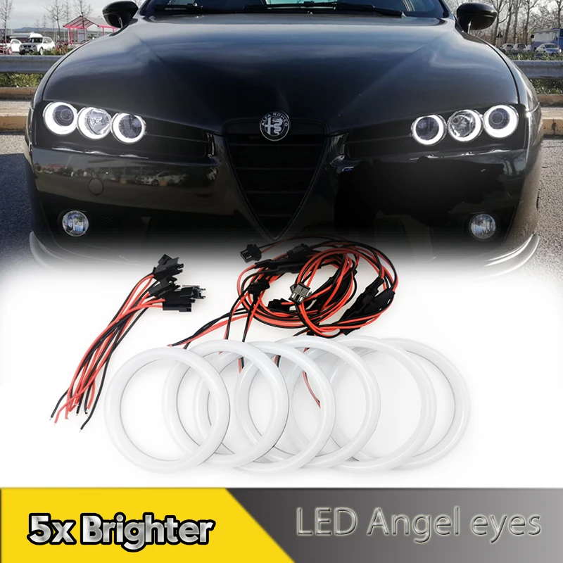 

6Pcs LED Angel eyes Kit Halo Rings Cotton Light For Alfa Romeo 159 Brera Spider 2005-11 DRL Daytime Running Lamp Car Accessories