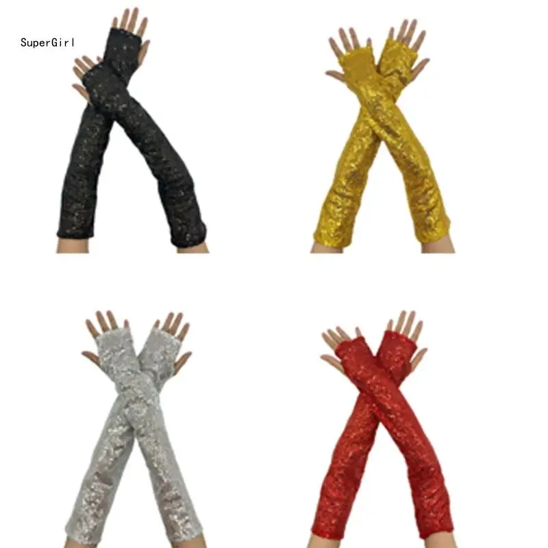 2pcs Fashion Adult Sequins Mittens Fashion Trend Gloves Woman Reflective Gloves J78E