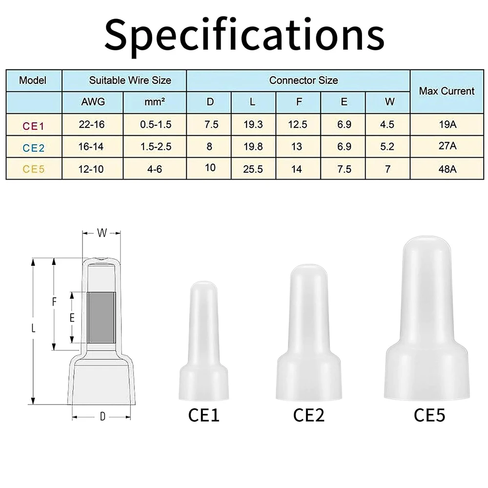 120 قطعة نهاية مغلقة تجعيد موصلات CE1 CE2 CE5 عدة النايلون معزول مغلق نهاية سلك غطاء موصلات الأسلاك محطات غطاء تجعيد