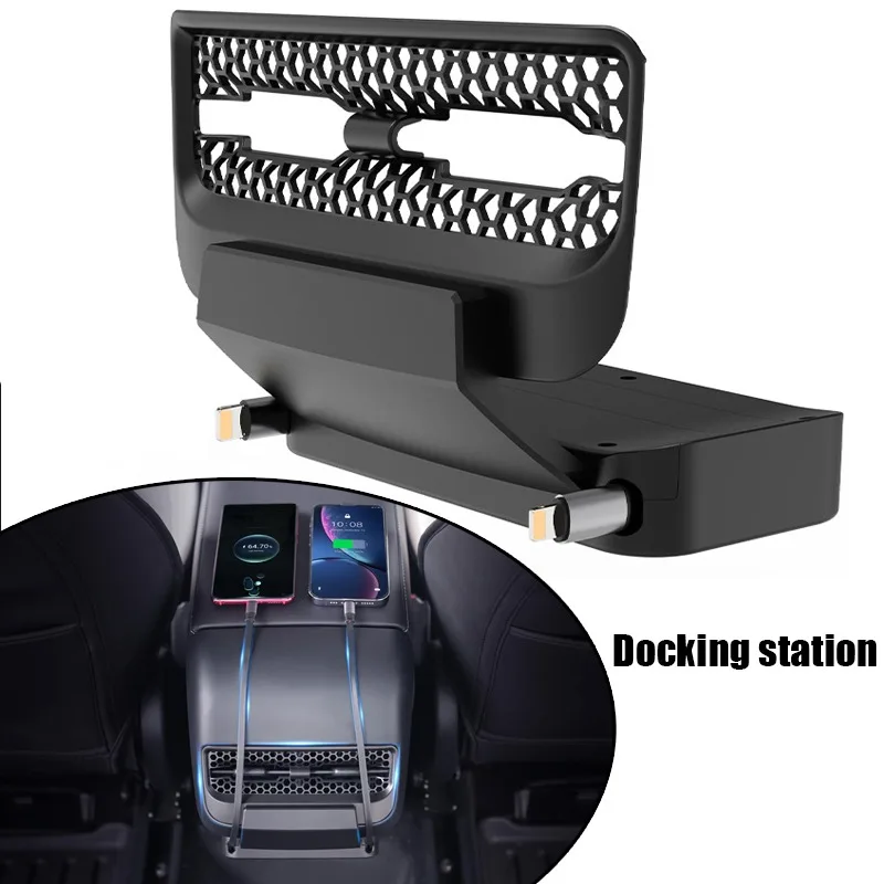 

For Tesla Model 3/Y 2021-2023 Rear Air Vent Intelligent Docking Station Type-C PD 27W Fast Charger USB Extender Docking Station