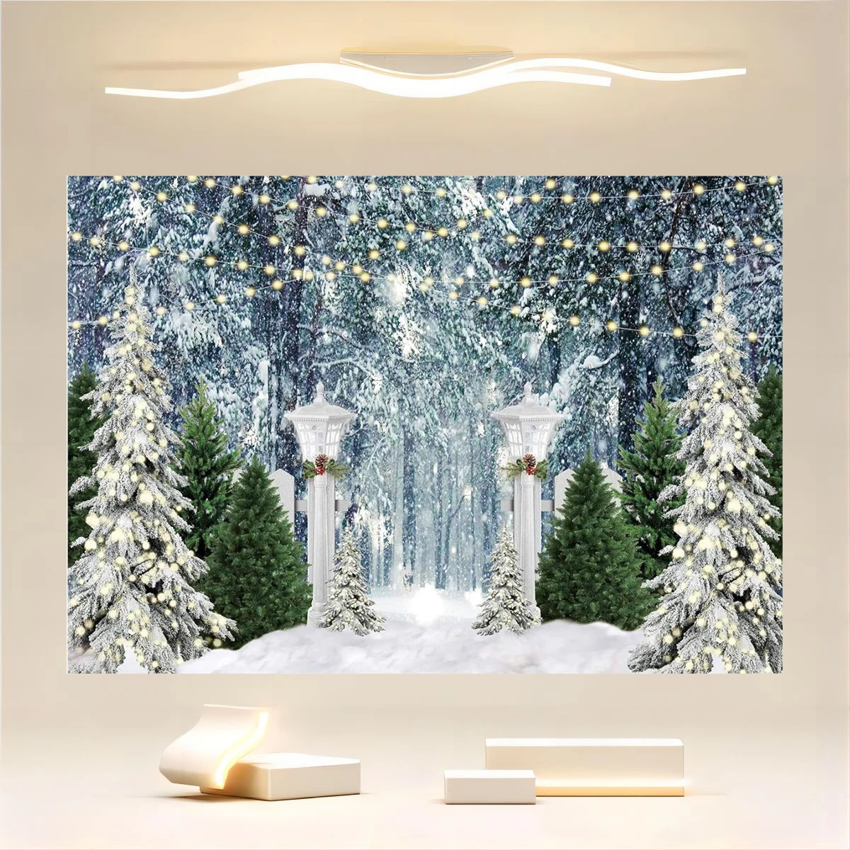 

Christmas Forest Scene Christmas Pine Tree Snow Winter Wonderland Newborn Pregnancy Wedding Birthday Photo Background