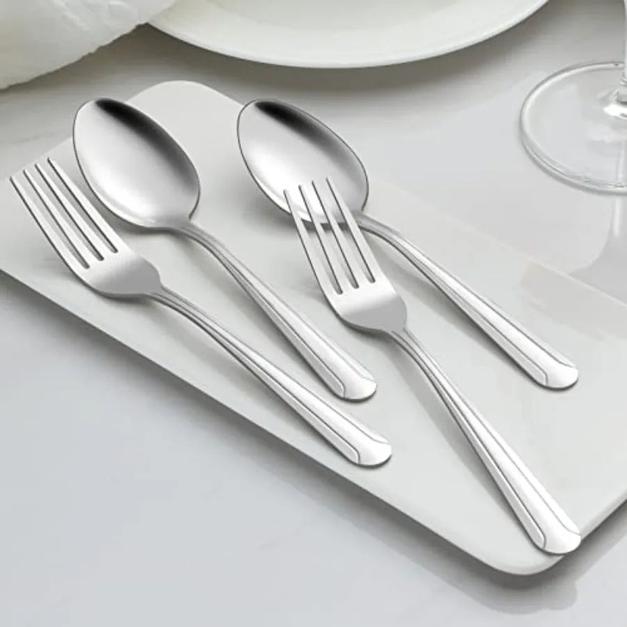 BEWOS 24 Pieces Spoons Set 7.5 Inch Stainless Steel Silverware Dinner Spoons with Mirror Polished Finish Dishwasher Safe Tables