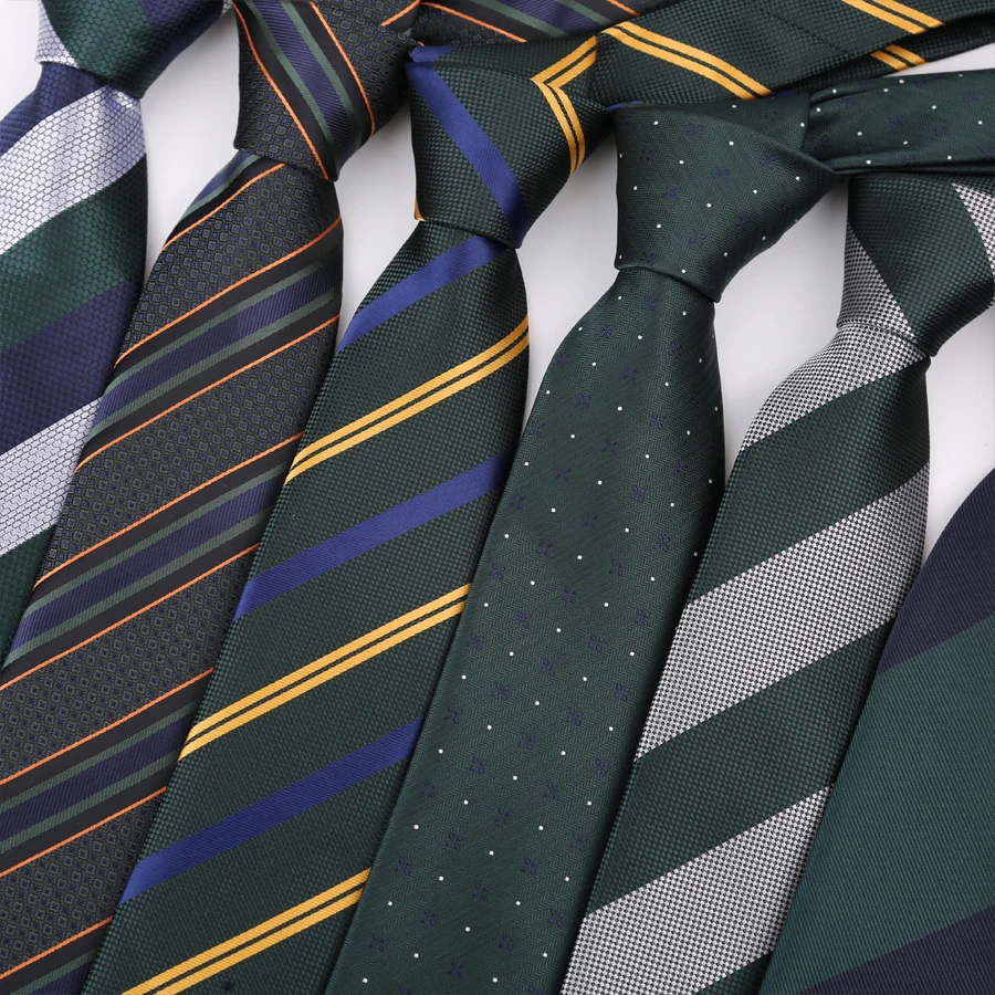 Neue Herren-Krawatte mit Streifen und Punkten, 8 cm, Jacquard-Krawatte, luxuriöse grüne Farbe, Krawatte für Herren, Business, Hochzeit, Party, Alltagskleidung, Accessoire