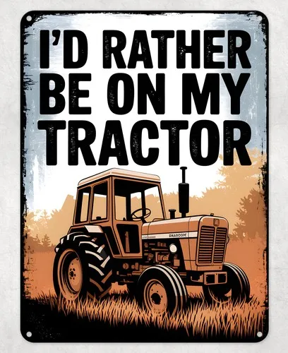 I'd Rather be on my Tractor Metal Poster Wall Tin Sign Man Cave Shed Home Plaque --Tin Sign