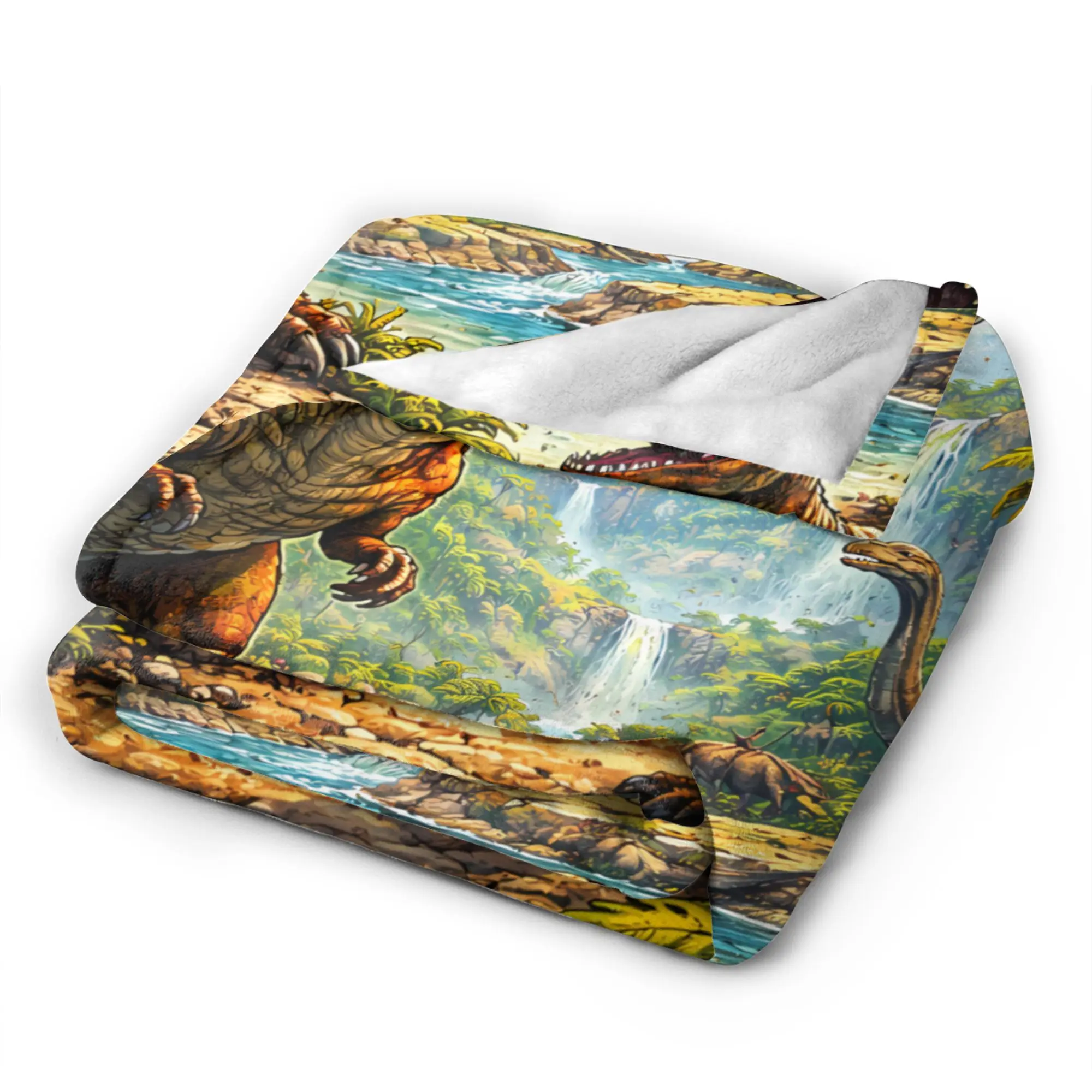 Jurassic Dino World Park Warm Blanket  Children Plush Throw Blanket Novelty Couch Chair Flannel Bedspread Sofa Bed Cover