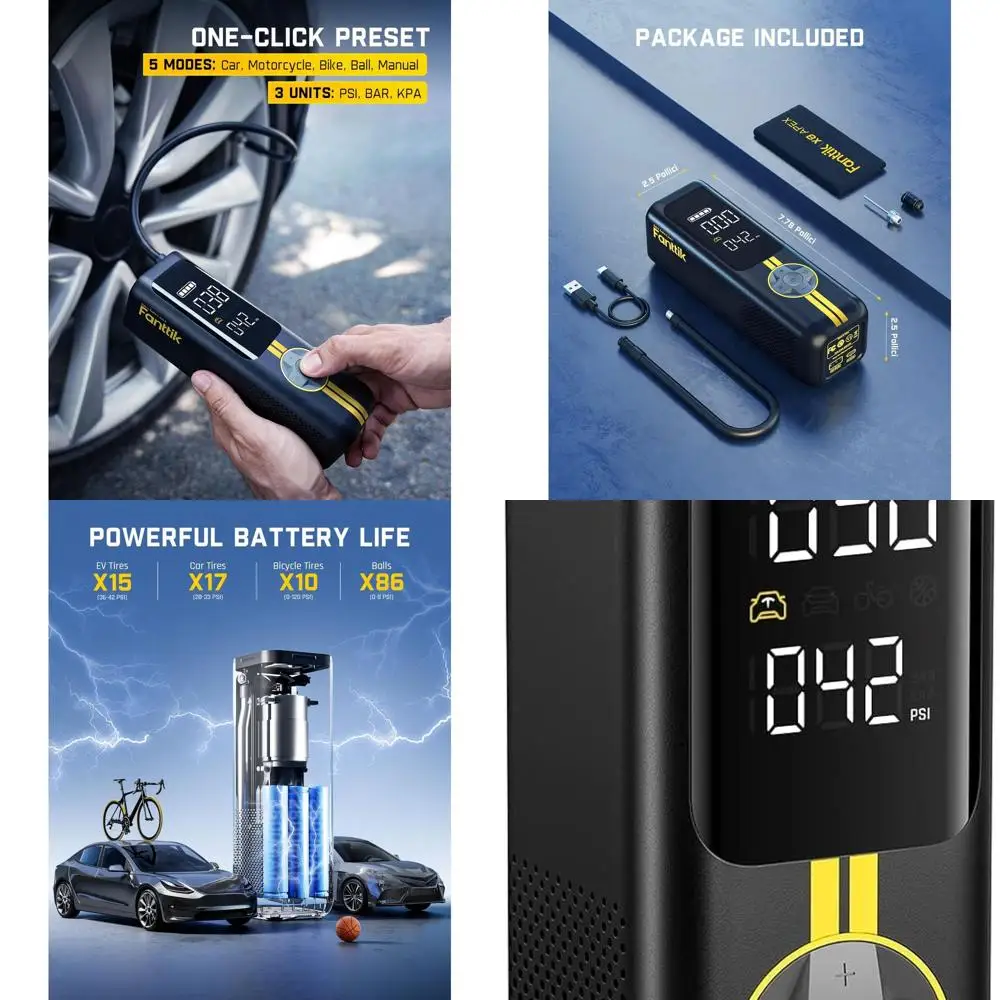 

Портативный воздушный насос для накачивания шин X8 APEX EV, 2 быстрых накачивания, беспроводной воздушный компрессор 150PSI с мощной батареей, подходит для Elec