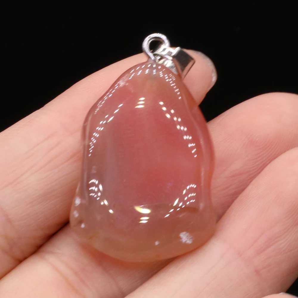 Natural Semi-precious Stone Pendant Irregular Cherry Blossom Agate for DIY Jewelry Making Necklace Size15x20-18x25