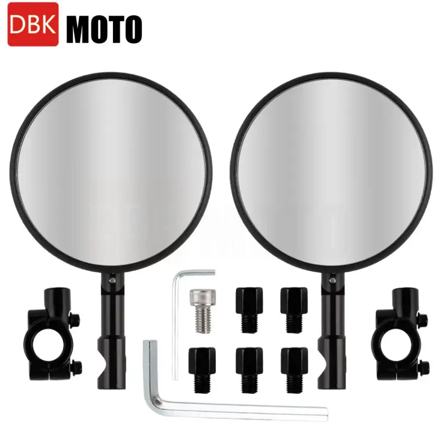 Universal Black Round Mirror Replacement M8 M10 Handlebar End Mirror Convex Handle Bars Rearview Mirror For Honda For KTM