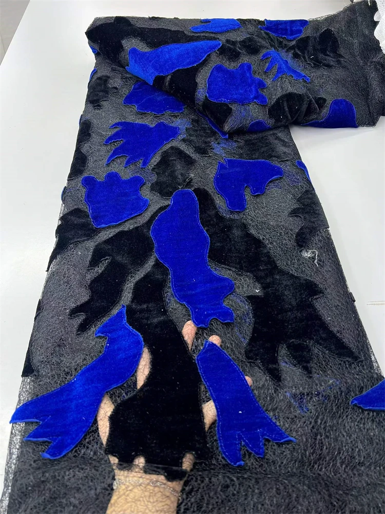 

Африканское роскошное бархатное гипюровое кружево 2026 года, высококачественное, 5 ярдов, французское, нигерийское, вышитое, лазерная резка, тюлевое кружево