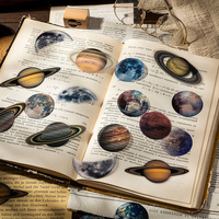 40-Piece Nature & Universe Handmade Journal Decorative Sticker Pack, with Exquisite Natural Scenery and Celestial Patterns