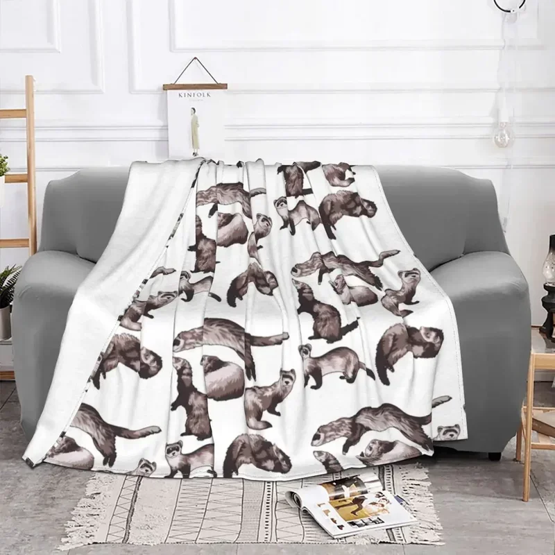 Ferret Wildlife Animal Blanket Flannel Decoration Rodent Wesel Super Soft Throw Blanket for Bedding Office Bedspread