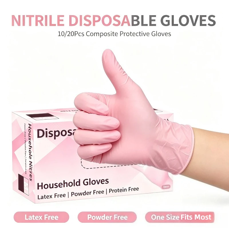 10/20Pcs Disposable Composite Nitrile Gloves, Multi-purpose Gloves for Daily Cleaning, Hairdressing,Household Chores&Beauty Work