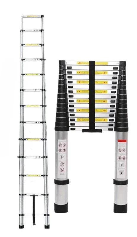 2.3M 2.7M Telescopic Folding Ladder Telescoping Collapsible Ladder Thickened Steel Ladders Engineering Outdoor Folding Ladder