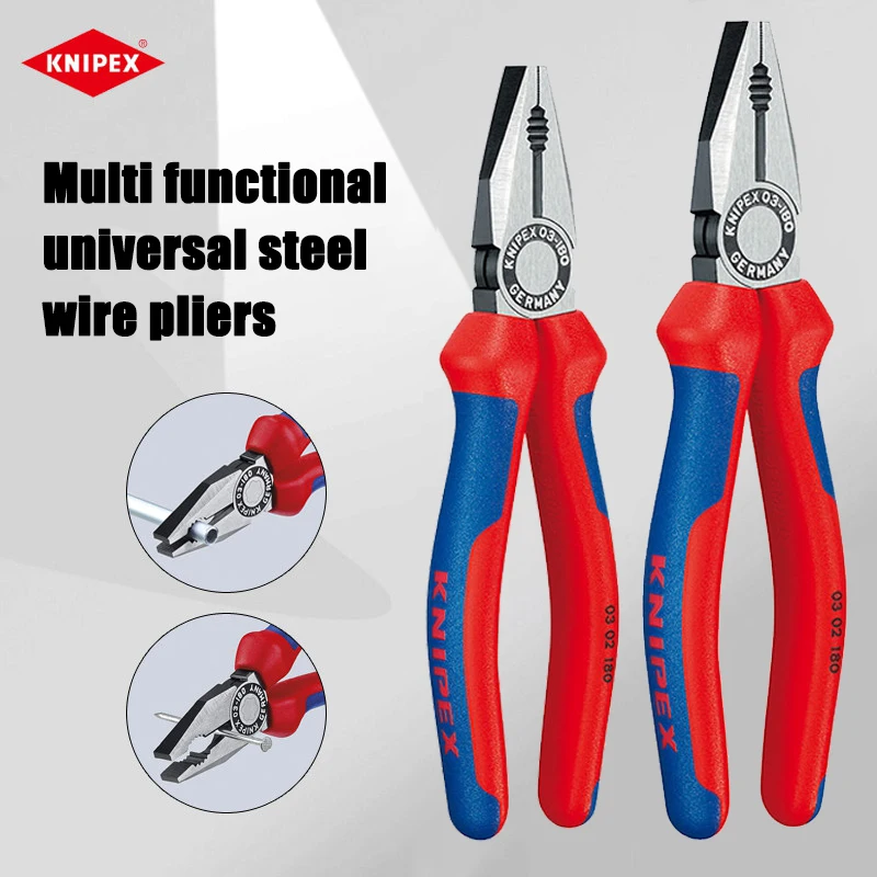 KNIPEX Industrial Grade universal Wire Pliers, Multifunctional Cutting Tool Flat Pliers, Manual Tools 0302160/0302180