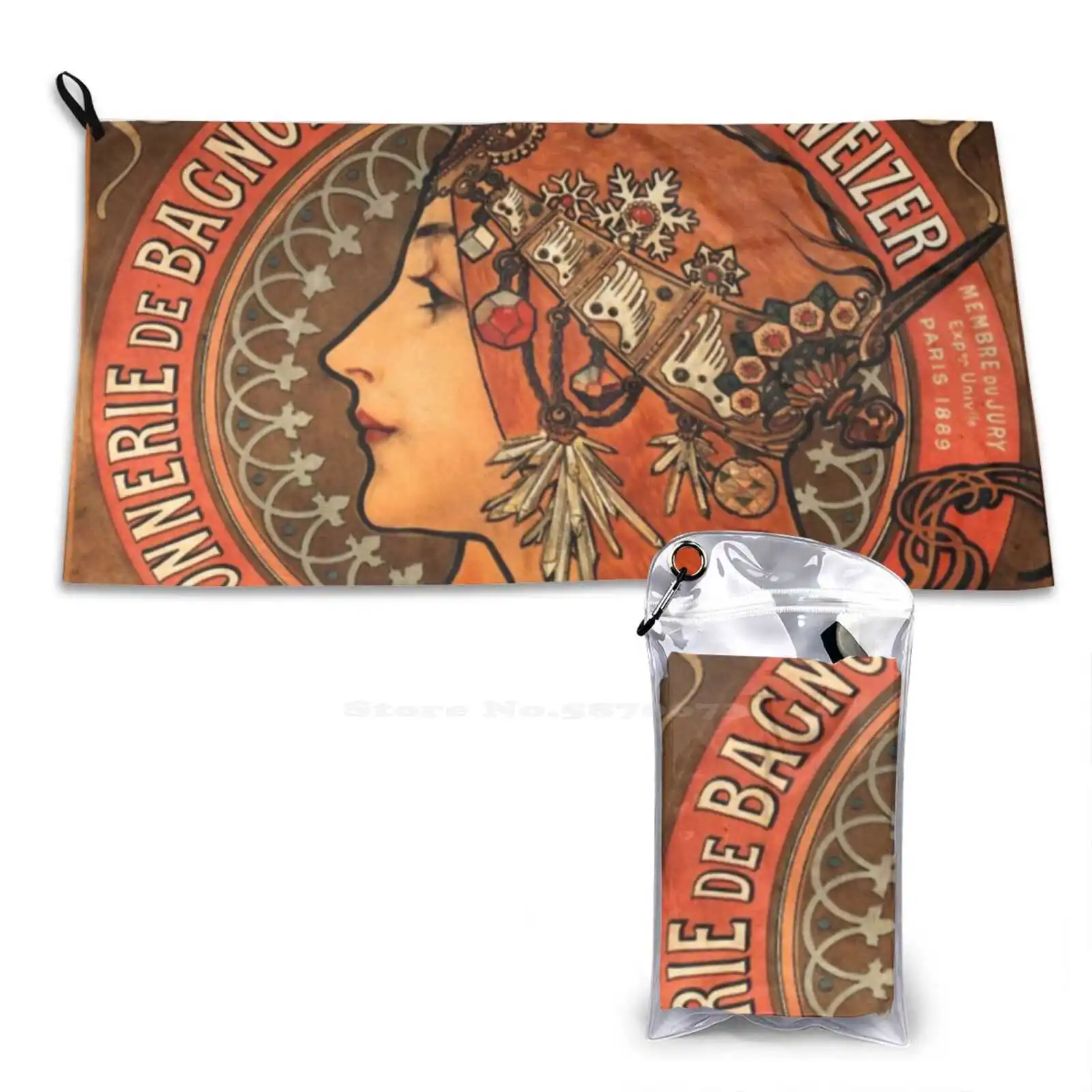 Alfons Mucha Art Nouveau Superfine Fiber Bathroom Towels Washcloth Alphonse Mucha Art Nouveau Chic Artist Soap Ad Vintage