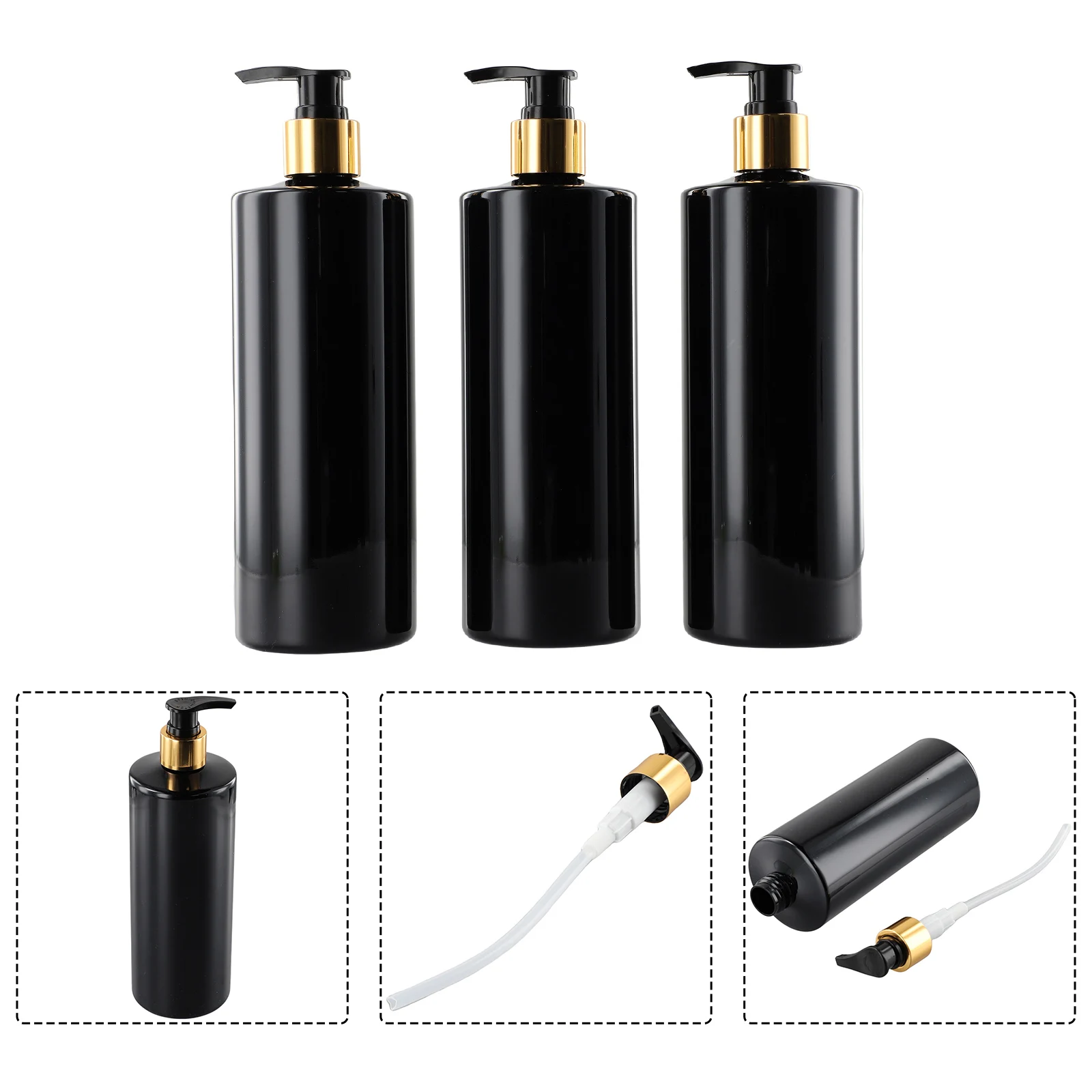 3PCS 500ml PET Empty Refillable Shampoo Lotion Bottles With Pump Dispensers For Gel Soap Dispenser Shampoo Bathroom Hotel Liquid